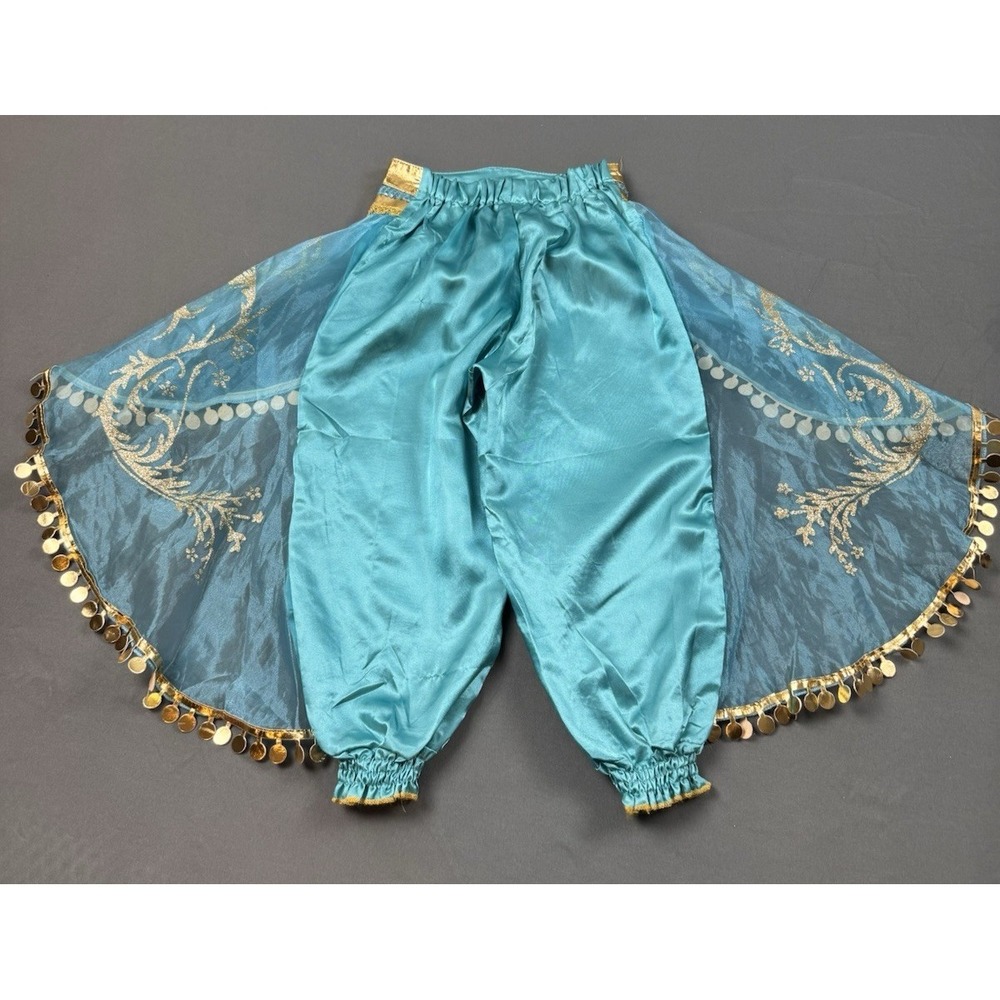DISNEY PRINCESS JASMINE SEQUIN TEAL HAREM PANTS HALLOWEEN‎ COSTUME - Picture 12 of 15